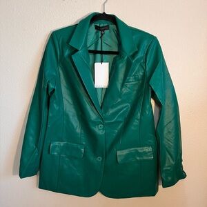 Dance & Marvel Emerald Faux Leather Blazer - Size S